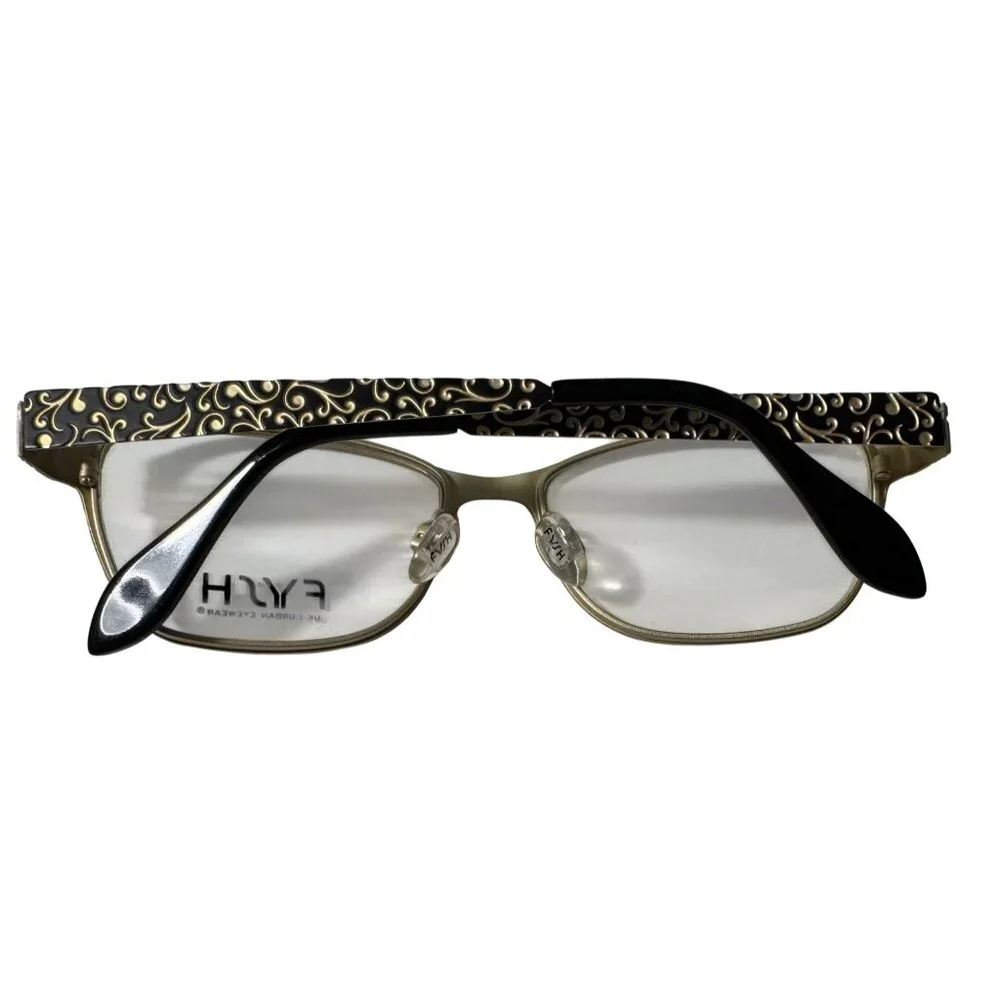 Fysh UK Urban Eyewear 3511 51-17-135 FRAME ONLY Black/Gold Scrollwork Eyeglasses